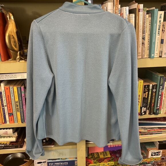 JH Collectibles Light Blue Leather Knit Jacket Full Zip Size XL Teal Petite EUC - Picture 5 of 5